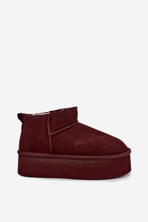 Bottes de neige pour femmes en daim naturel couleur bordeaux Tairene