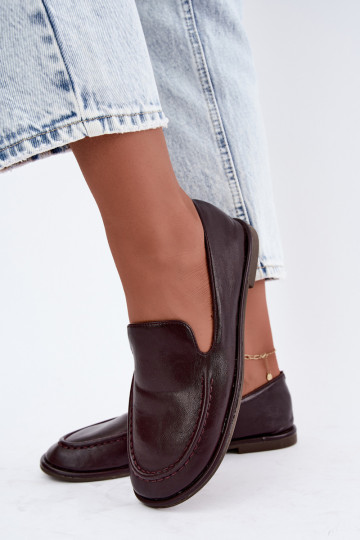 Mocassins pour femmes en faux cuir couleur bordeaux Mireliah