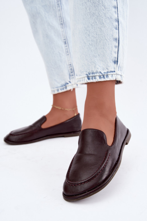 Mocassins pour femmes en faux cuir couleur bordeaux Mireliah