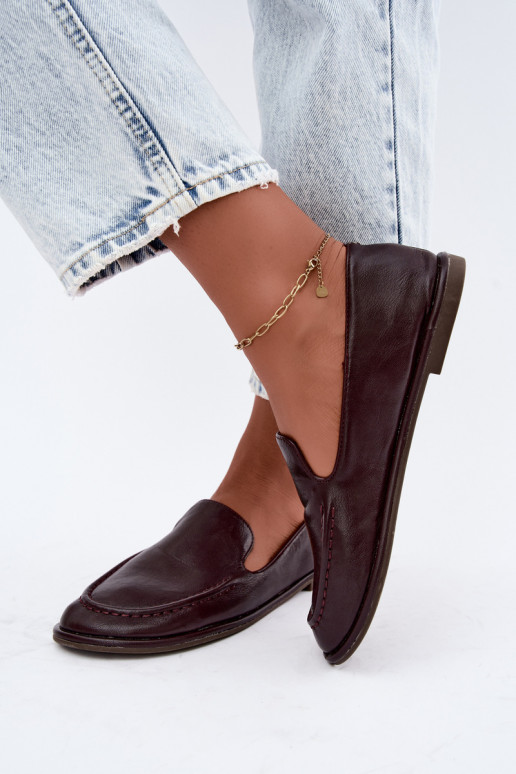 Mocassins pour femmes en faux cuir couleur bordeaux Mireliah