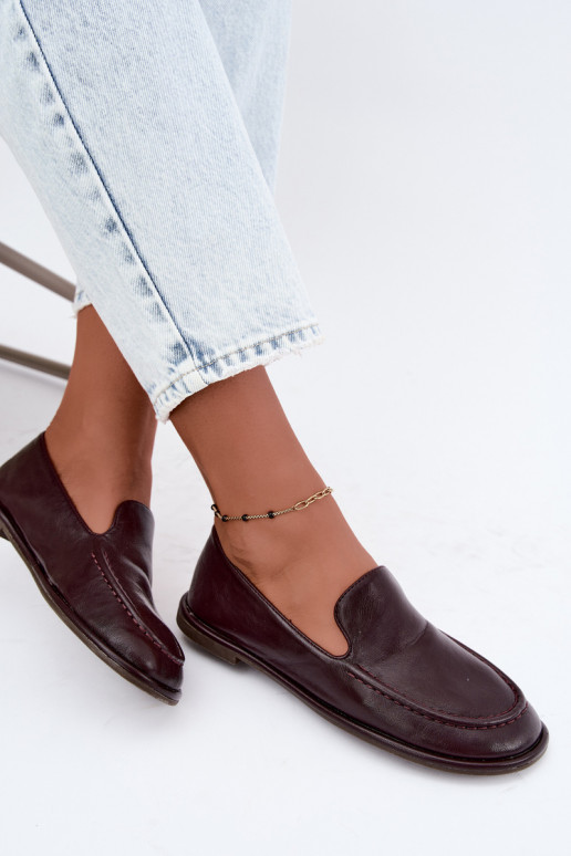 Mocassins pour femmes en faux cuir couleur bordeaux Mireliah