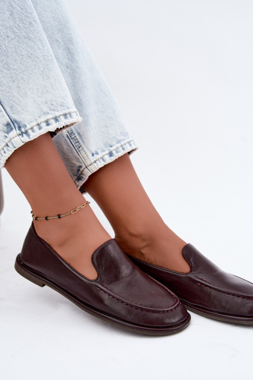 Mocassins pour femmes en faux cuir couleur bordeaux Mireliah