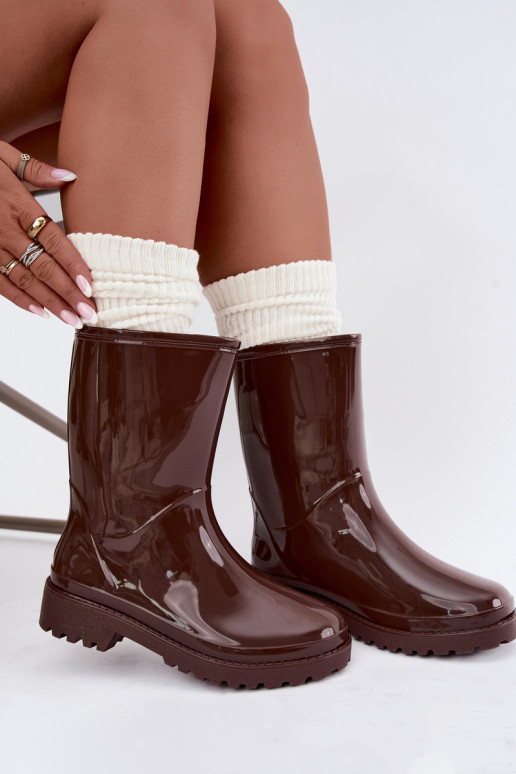 Bottes en caoutchouc pour femmes en couleur brun foncé Elvara