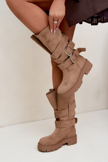 Bottes hautes et chaudes avec plateforme et boucles en couleur sable Palomae 2