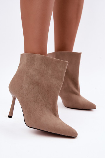 Bottines à enfiler avec talons fins en couleur sable Kamea