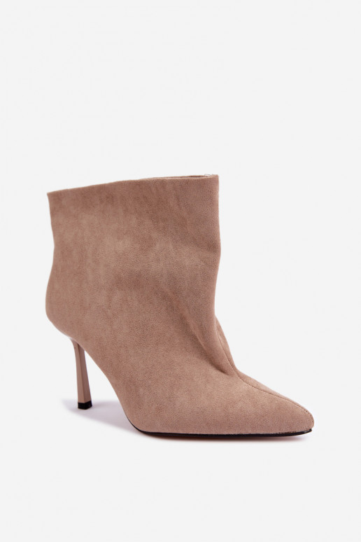 Bottines à enfiler avec talons fins en couleur sable Kamea
