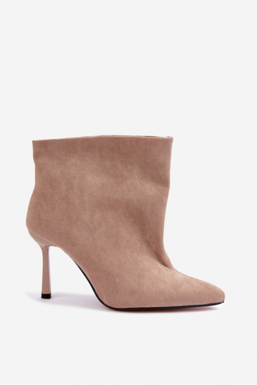 Bottines à enfiler avec talons fins en couleur sable Kamea