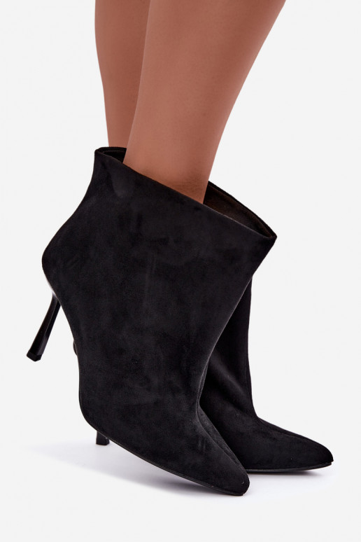 Bottines à enfiler avec talons fins en noir Kamea