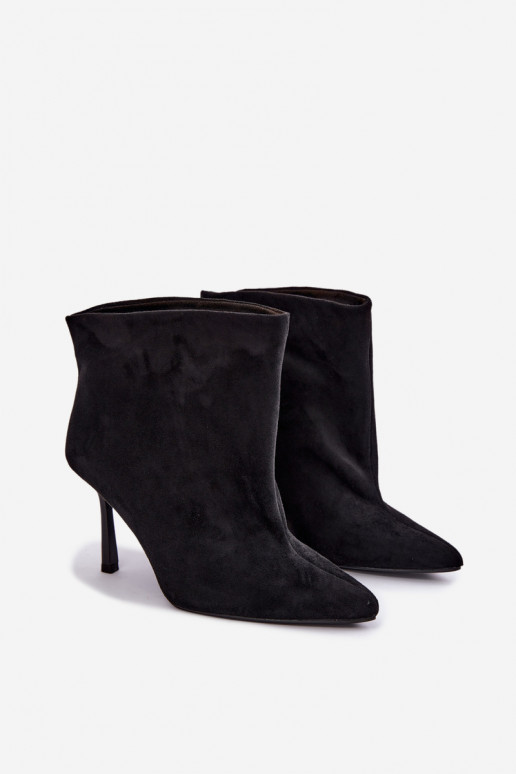 Bottines à enfiler avec talons fins en noir Kamea