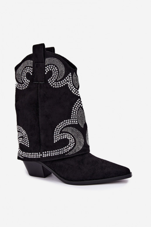 Bottines décorées de style cowboy avec talons en noir Irvena