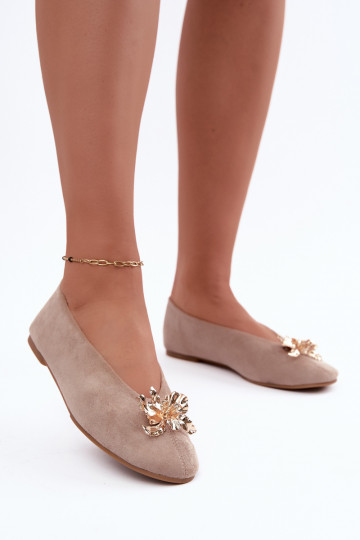 Ballerines avec embellissements en couleur sable Briellea 2