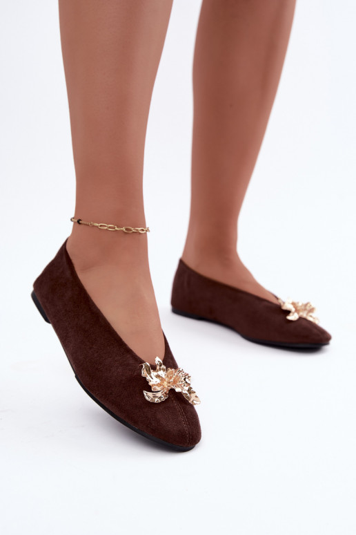 Ballerines avec embellissements en couleur chocolat Briellea