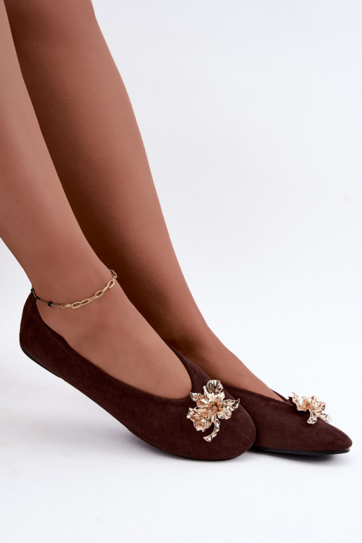 Ballerines avec embellissements en couleur chocolat Briellea