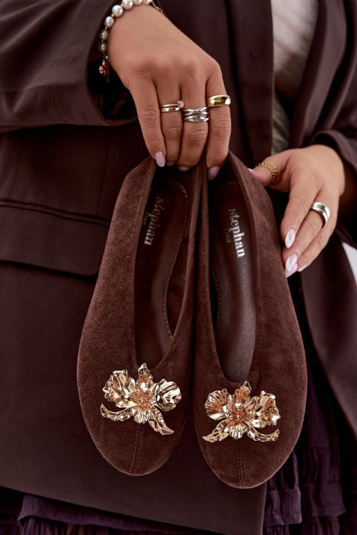 Ballerines avec embellissements en couleur chocolat Briellea