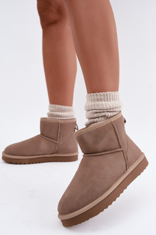 Bottes de neige chaudes en faux daim avec fourrure à l'intérieur en couleur sable Amandine