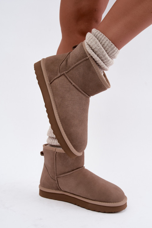 Bottes de neige chaudes en faux daim avec fourrure à l'intérieur en couleur sable Amandine