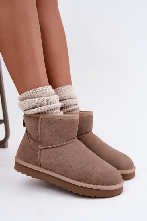 Bottes de neige chaudes en faux daim avec fourrure à l'intérieur en couleur sable Amandine