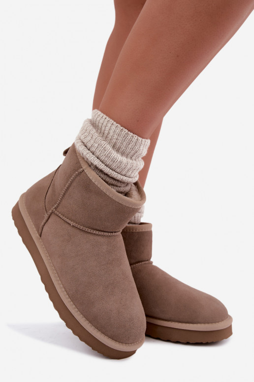 Bottes de neige chaudes en faux daim avec fourrure à l'intérieur en couleur sable Amandine