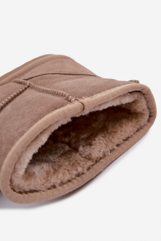 Bottes de neige chaudes en faux daim avec fourrure à l'intérieur en couleur sable Amandine