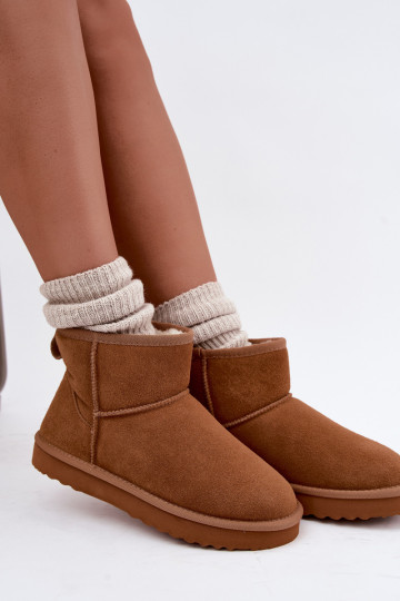 Bottes de neige chaudes en faux daim avec fourrure à l'intérieur en couleur marron Amandine