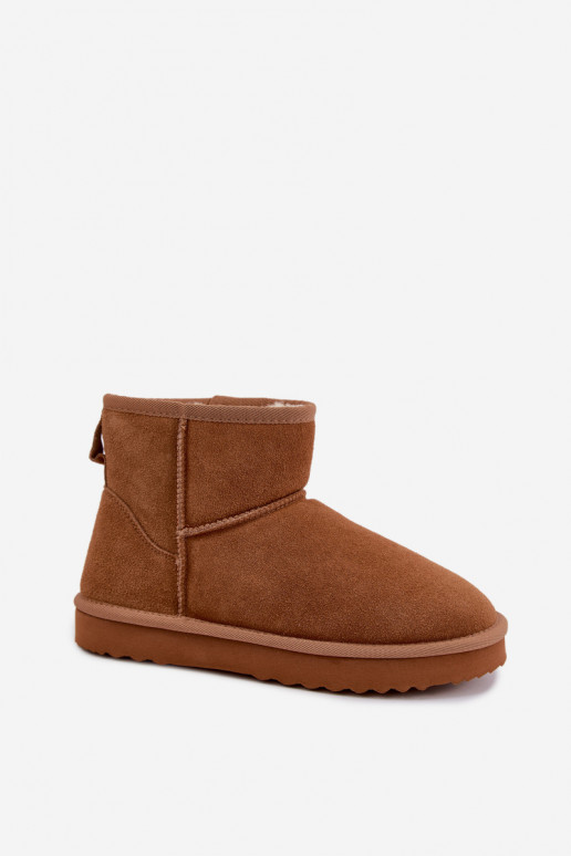Bottes de neige chaudes en faux daim avec fourrure à l'intérieur en couleur marron Amandine