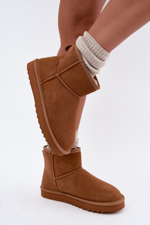 Bottes de neige chaudes en faux daim avec fourrure à l'intérieur en couleur marron Amandine