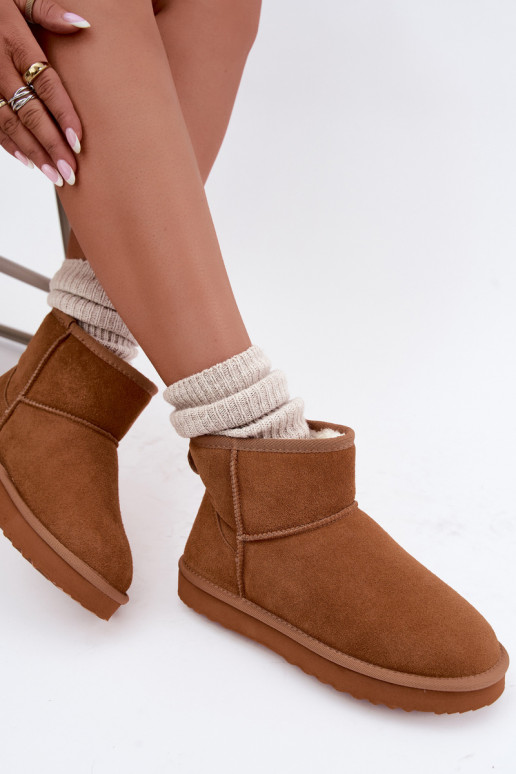 Bottes de neige chaudes en faux daim avec fourrure à l'intérieur en couleur marron Amandine