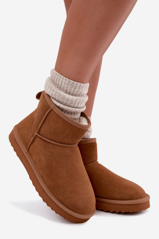 Bottes de neige chaudes en faux daim avec fourrure à l'intérieur en couleur marron Amandine