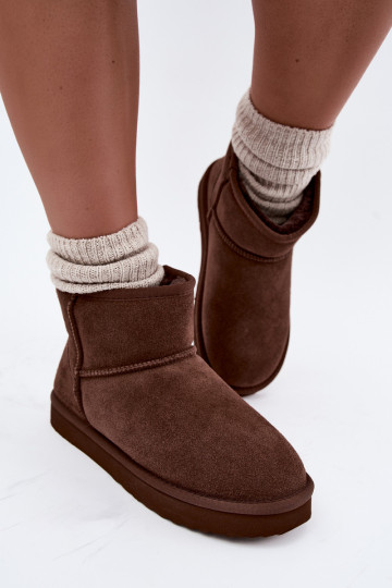 Bottes de neige chaudes en faux daim avec fourrure à l'intérieur en couleur bordeaux Amandine