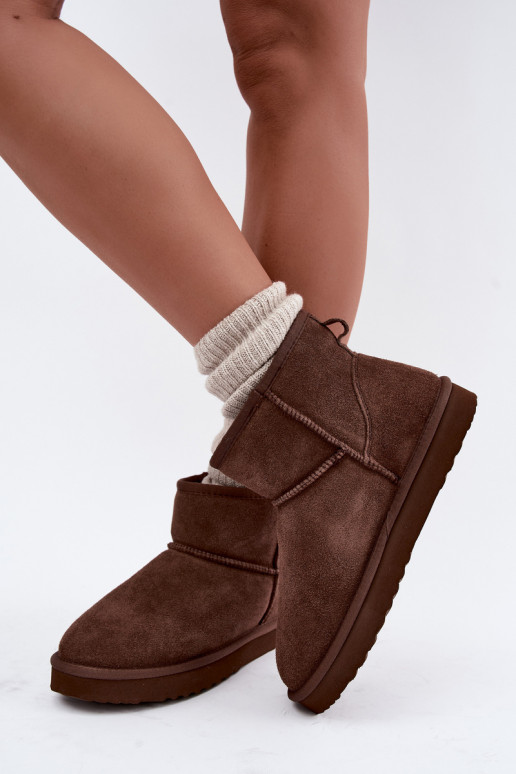 Bottes de neige chaudes en faux daim avec fourrure à l'intérieur en couleur bordeaux Amandine