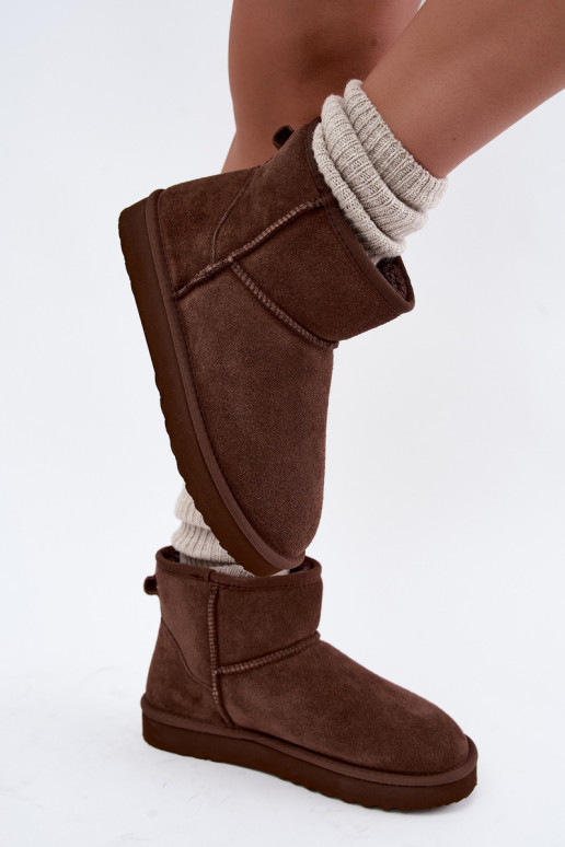 Bottes de neige chaudes en faux daim avec fourrure à l'intérieur en couleur bordeaux Amandine