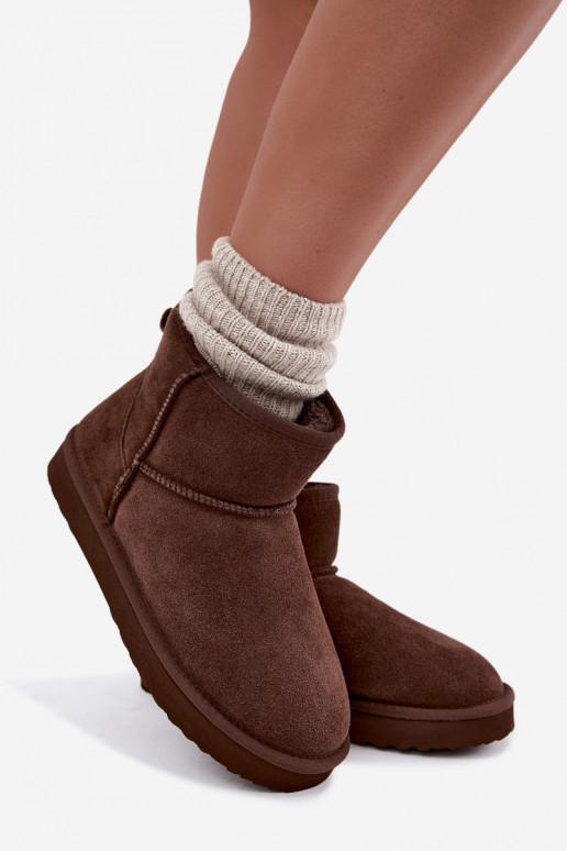 Bottes de neige chaudes en faux daim avec fourrure à l'intérieur en couleur bordeaux Amandine