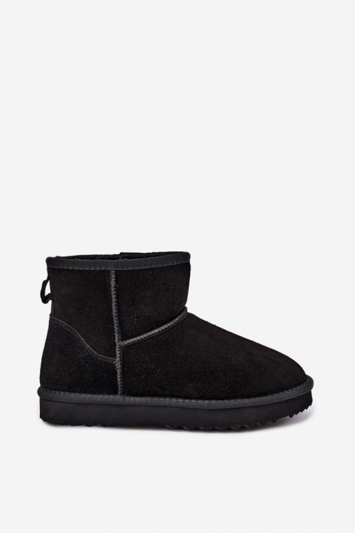 Peau en daim Bottes de neige réchauffer avec de la fourrure à l intérieur couleur noire Amandine
