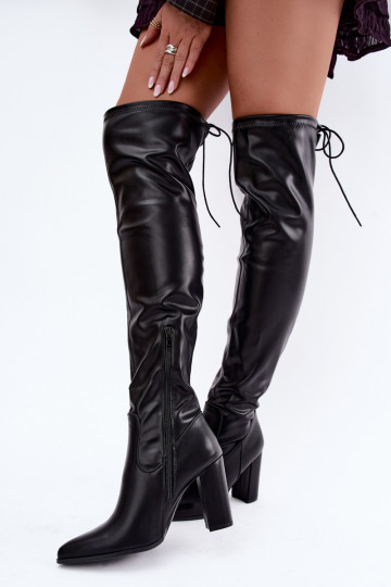 Bottes au-dessus du genou noires avec talons Primelle