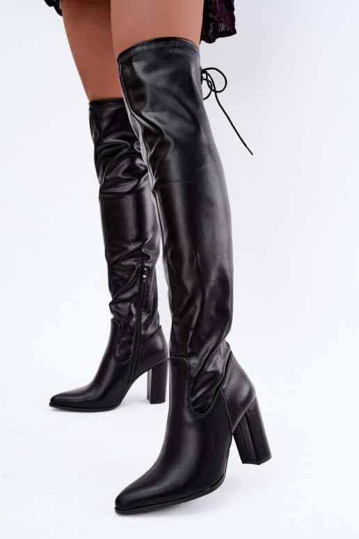 Bottes au-dessus du genou noires avec talons Primelle