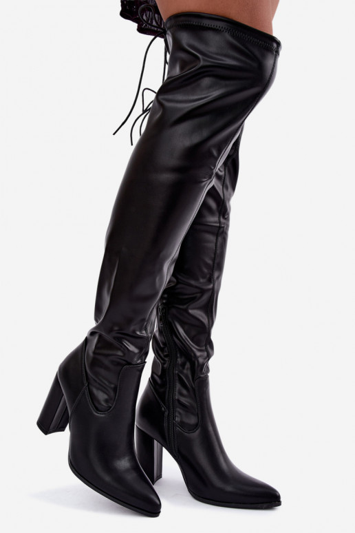 Bottes au-dessus du genou noires avec talons Primelle