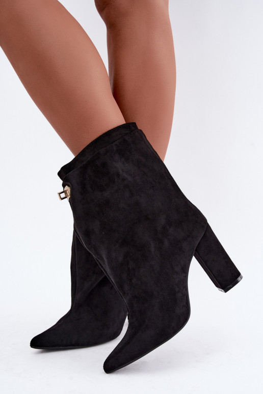 Bottines chaudes noires à enfiler avec talons Fiametta