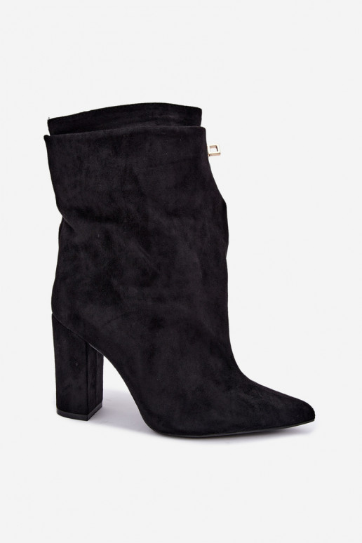 Bottines chaudes noires à enfiler avec talons Fiametta