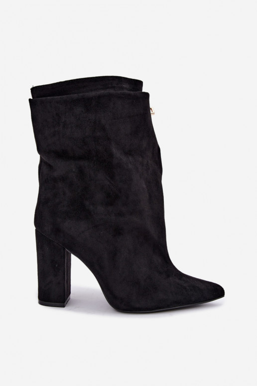 Bottines chaudes noires à enfiler avec talons Fiametta