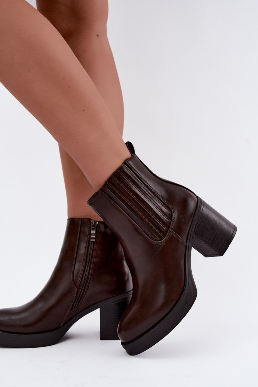 Bottines chaudes couleur chocolat avec talons Gisandra
