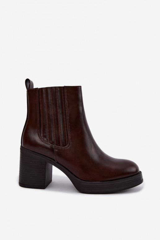 Bottines chaudes couleur chocolat avec talons Gisandra
