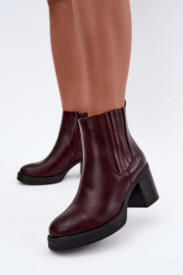 Bottines chaudes couleur bordeaux avec talons Gisandra 2