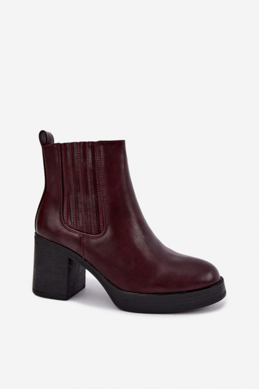 Bottines chaudes couleur bordeaux avec talons Gisandra