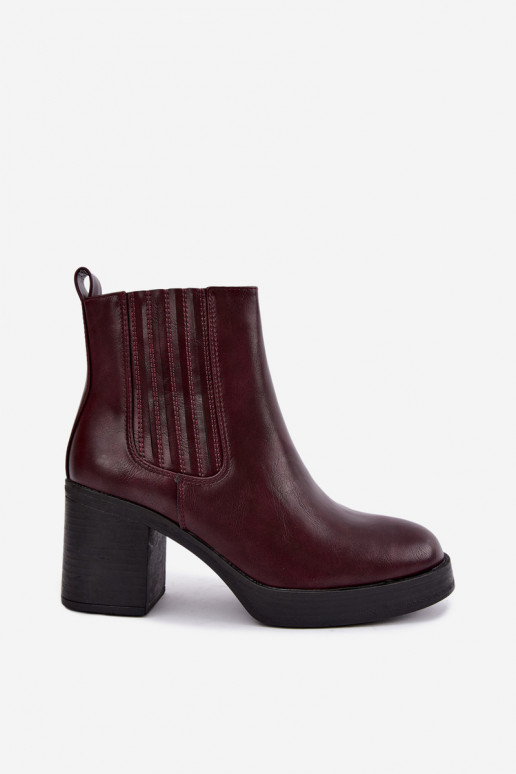 Bottines chaudes couleur bordeaux avec talons Gisandra