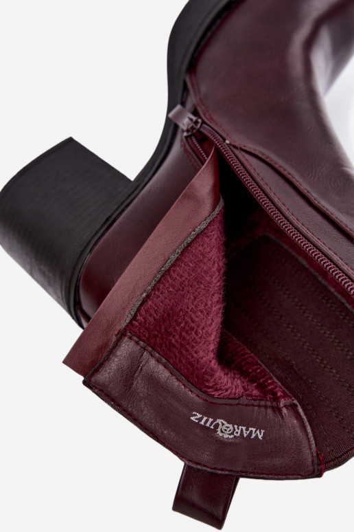 Bottines chaudes couleur bordeaux avec talons Gisandra