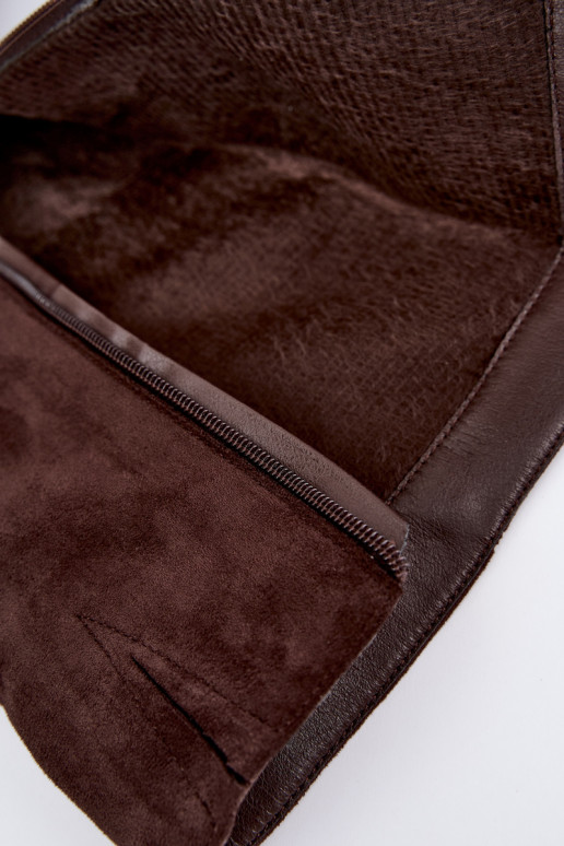 Bottes chaudes couleur chocolat en daim au-dessus du genou à petit talon Philomene