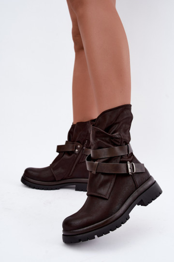 Bottines pour femmes couleur chocolat avec sangles et boucles Dianelle 2