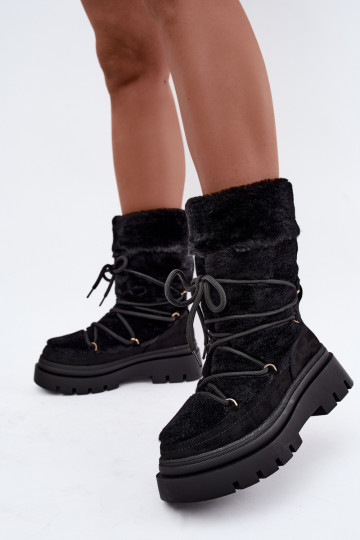 Bottes de neige noires avec fourrure et plateforme Illyria 2