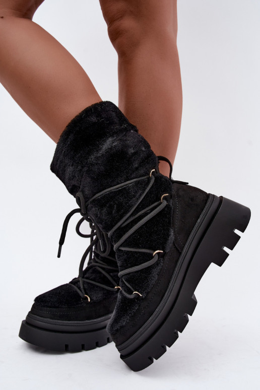 Bottes de neige noires avec fourrure et plateforme Illyria