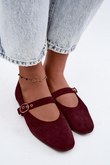 Ballerines style Mary Jane couleur bordeaux Nolenne
